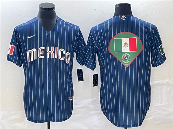 Men's Mexico Baseball Navy Team Big Logo World Baseball Classic Stitched Jersey 003